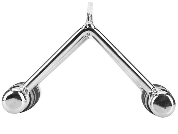 Double triangular handle for overhead hoist lower steel exercise
