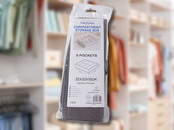 Organisateur de sous-vêtements pour tiroir de garde-robe 8 compartiments