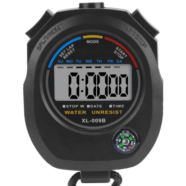 Digital electronic stopwatch with compass timer
