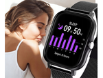 Smartwatch dámské pánské hodinky gumový řemínek sport bluetooth hovory černé