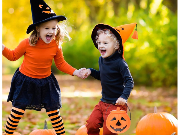 Cubo de halloween calabaza recipiente de caramelos caldero grande de caramelos