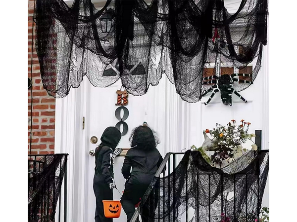 Umelá veľká čierna pavučina halloween dekorácie 2 kusy