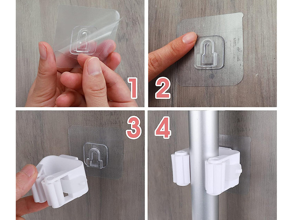 Selbstklebender bürstenhalter für stielmopps