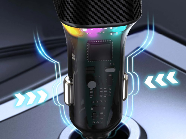 Быстрое автомобильное зарядное устройство usb-c 30w и usb-a 15w для гнезда прикуривателя