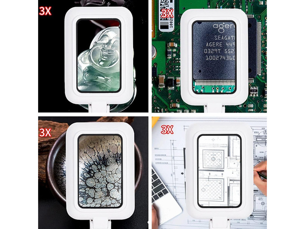 Jeweller's desk magnifier large 3x 18 led foldable