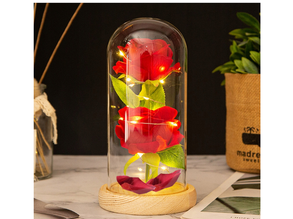 Everlasting rose in glass red led gift luminous for an occasion for women