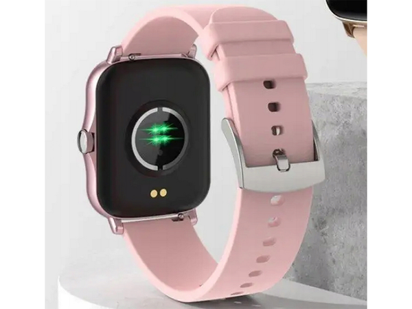 Išmanusis laikrodis moterims vyrams su guminiu dirželiu sportinis Bluetooth skambučiai rožinis