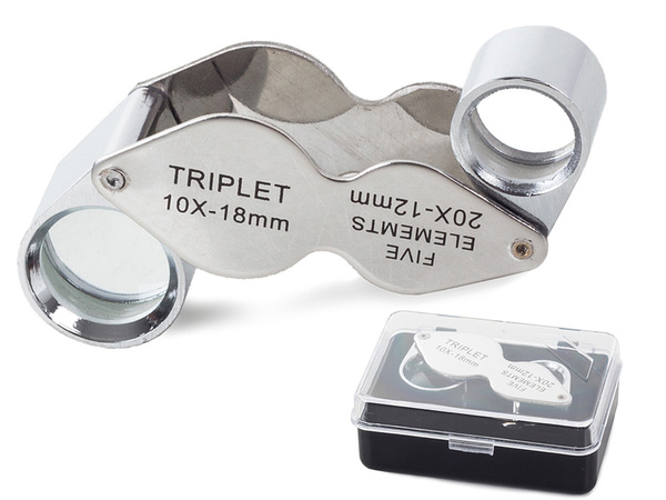 Loupe de poche pliante 10x 20x acier