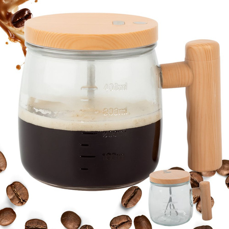 Self-stirring mug for coffee, tea and other beverages, glass, electric, 400 ml