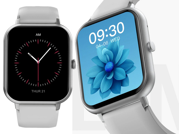 Reloj inteligente para mujer y hombre con correa de goma, Bluetooth, llamadas, color gris