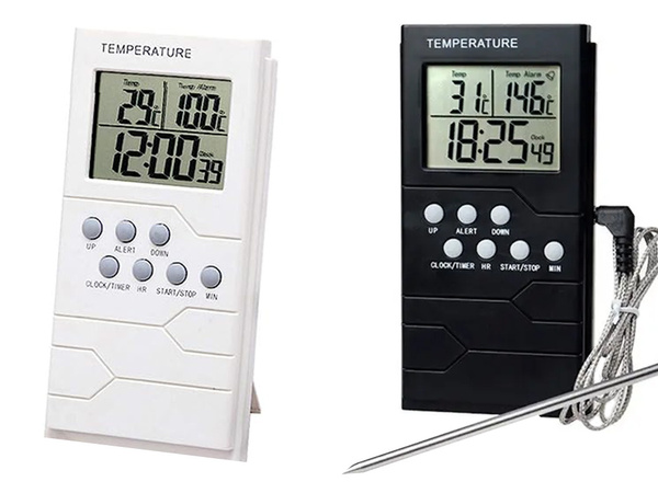 Kitchen thermometer probe lcd clock for meat