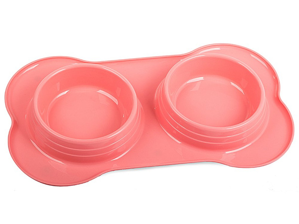 Dvojna posoda za hrano za pse/mačke 0,4 l x 2