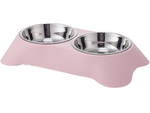 Dvojitá miska pre psa mačku kovová 2 misky bufet