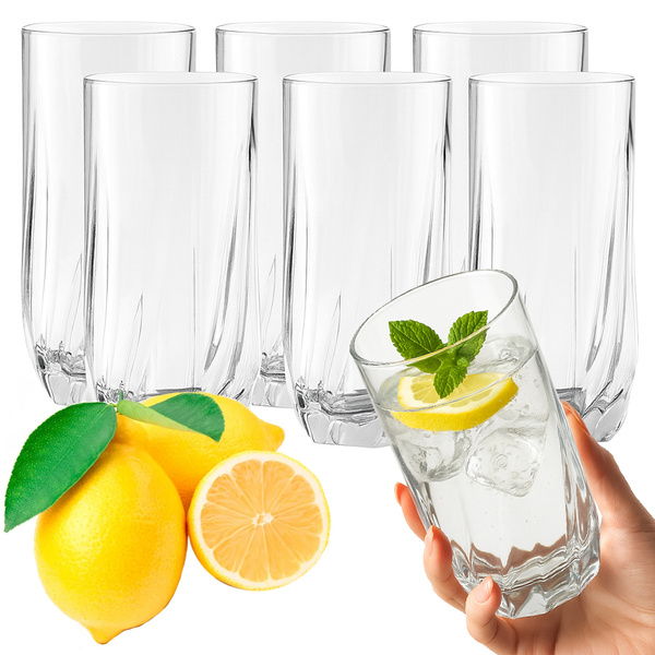 Set de 6 pahare înalte și drepte pentru băuturi reci, 340 ml