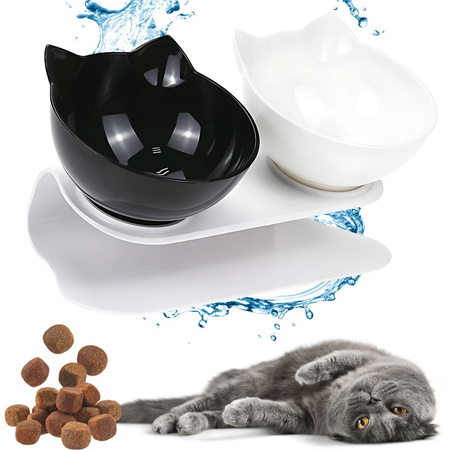 Doppelnapf für hund katze plastiknäpfe set für futter wasser 2x400ml