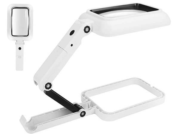 Loupe de bureau pour bijoutier grande 3x 18 led pliable