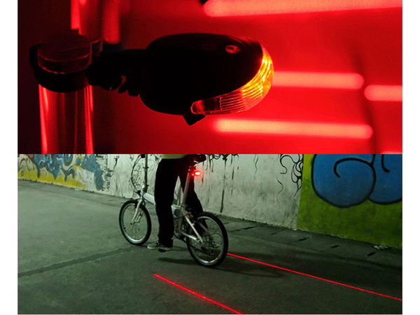 Bike rear light 5 led laser line rear road light