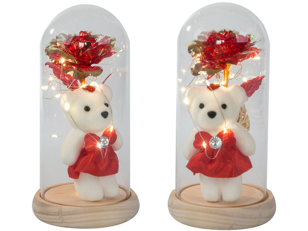 Everlasting rose in glass led luminous glass box women's day gift