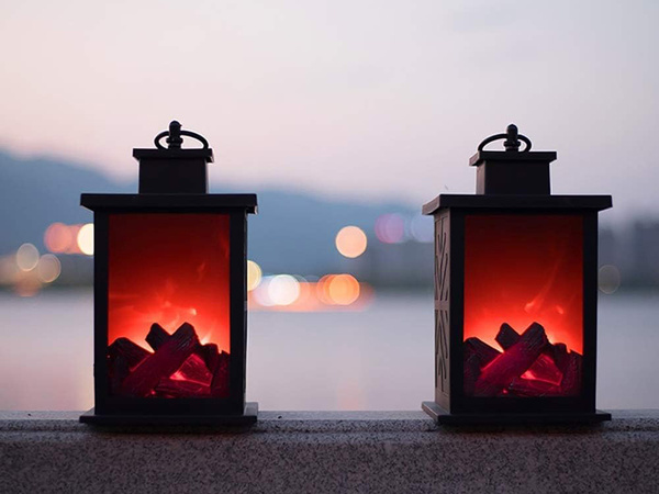 Lantern decorative led fireplace movable flame lamp electric batteries