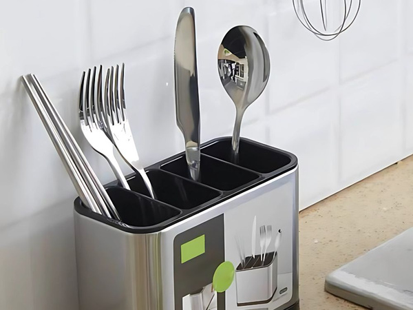 Range-couverts acier inoxydable organiseur de cuisine 4 compartiments plateau