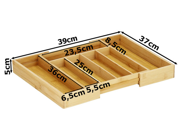 Atvilktņu organizators virtuves galdiem bambus 7 durvju 39cm l