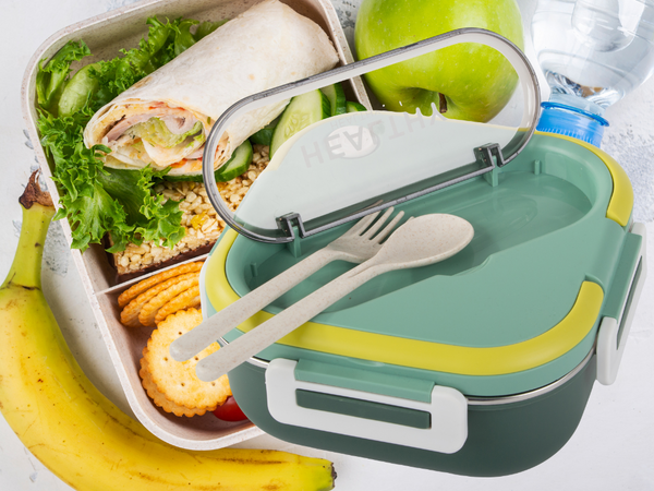 Breakfast box with compartments cutlery container lunchbox for microwave 1000ml