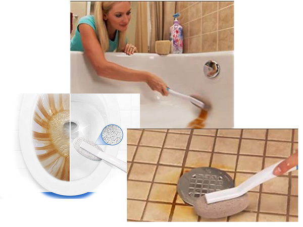 Pumice brush for bathroom cleaning