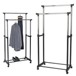Wieszak na ubrania stojak na kółkach podwójny duży do sypialni przedpokoju