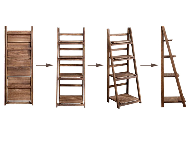 Gėlynas aukštas medinis vazonas 4 pakopų knygų spinta