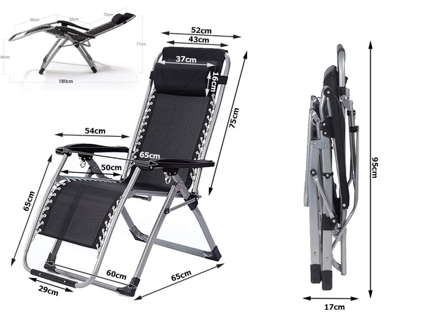 Garden lounger beach folding cushion gravity gravity reinforced