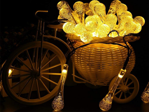 Lampki światełka solarne ogrodowe girlanda sople na taras balkon 100 led