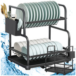 Mosogatógép szárító tányérok evőeszközök poharak kétszintes lefolyó tálcával