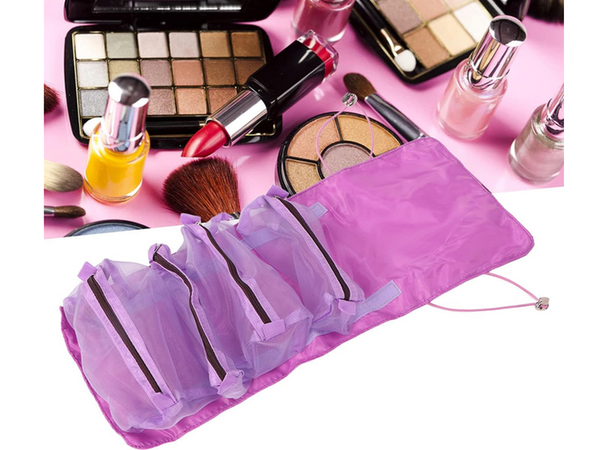 TUALETES PIEDERUMU CEĻOJUMA RULLĪTIS FUNKCIONĀLS 4 IN 1 RĀVĒJSLĒDZĒJS KOSMĒTIKAI