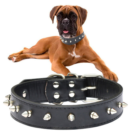Studded dog collar eco leather adjustable l
