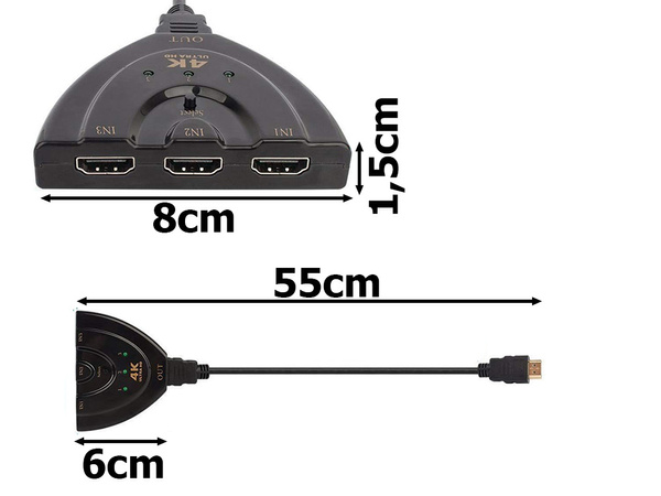 Hdmi 3-v-1 3 port 4k switch switch