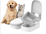 Double bowl for dog cat automatic food dispenser timer large