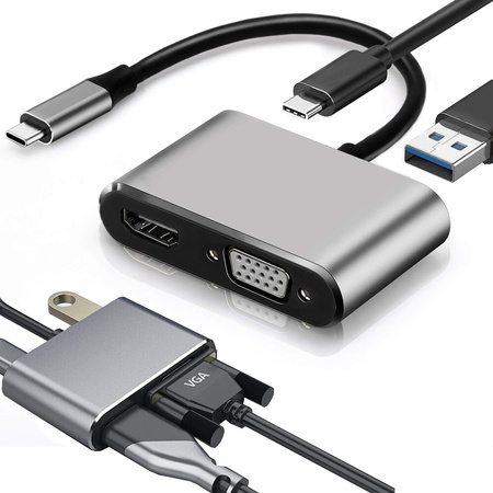 Adapter usb-c hdmi 4k vga hub usb 3.0 usb-c toiteallikaks adapter