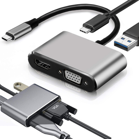 Adapter usb-c v hdmi 4k vga vozlišče usb 3.0 usb-c adapter za prenos energije