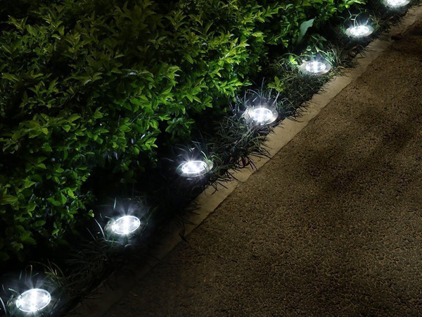 Solar disk garden lights twilight sensor 4pcs