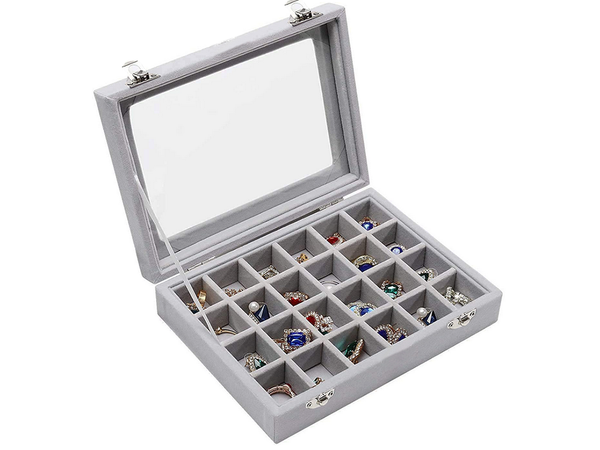 Boîte à bijoux organisateur présentoir daim