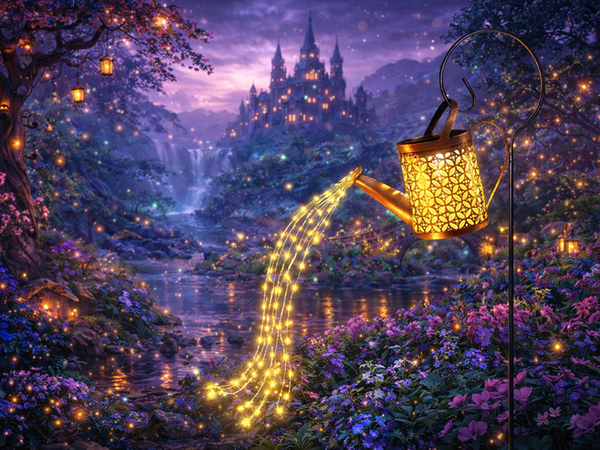 LANTERNĂ SOLARĂ DECORATIVĂ CU LED-URI GARDEN WATERING CAN GARLAND TWILIGHT SENSOR