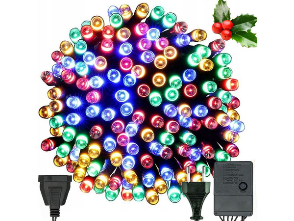 Indoor christmas tree lights multicolour 200 led lighting 8 programmes