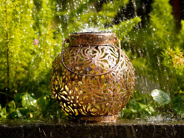 DECORATIVE SOLAR LANTERN LED SOLAR LANTERN GOLD COPPER HANGING