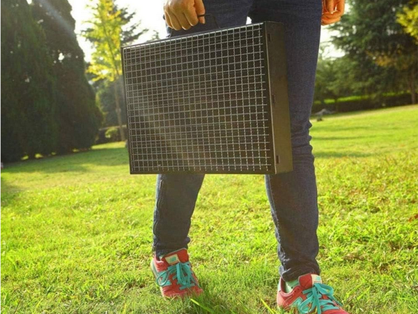 Travel grill portable folding case charcoal camping bbq