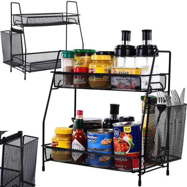 Küchenregal loft küchenorganisator zweistöckiger stand mit korb