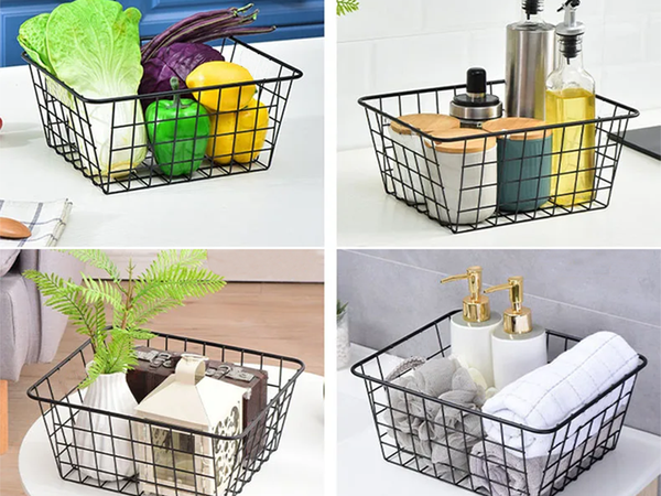 Loft metal wire organiser basket for kitchen fruit basket black large
