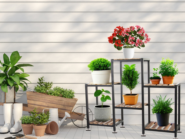 Flower pot high standing wooden flower bed 3 tier bookcase