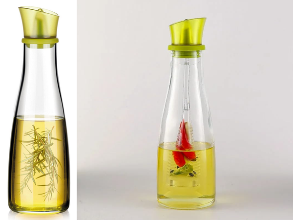 Öl- und essigflasche glasspender mit kräuterspender 0,5l