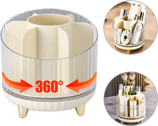 Organisateur cosmétique bijoux rotatif 360 pour pinceaux de maquillage coffret