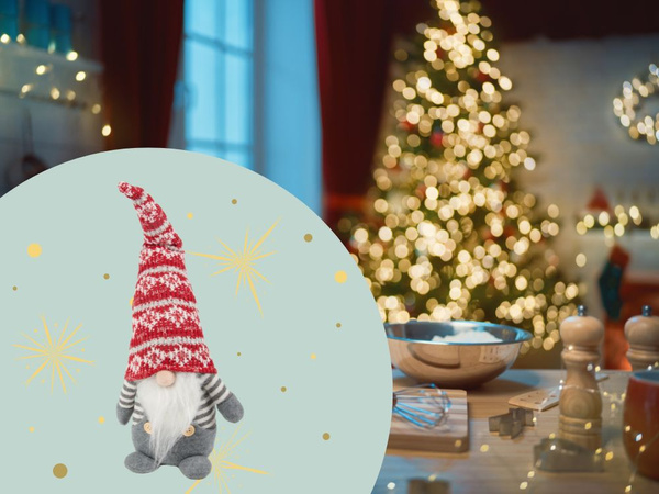 Noël GHOST Gnome gris avec barbe de sapin de Noël 38cm Doux